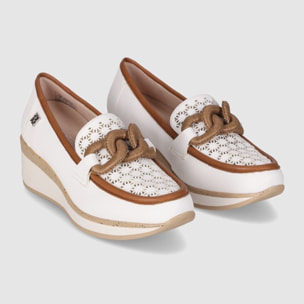 Zapatos de Piel - Blanco - Tacón: 4 cm