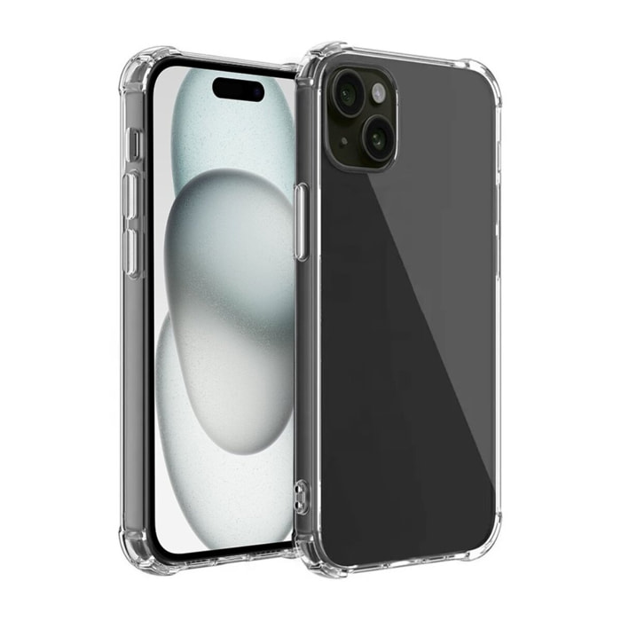 Coque iPhone 15 Plus Antichoc bords renforcés en Silicone Transparente