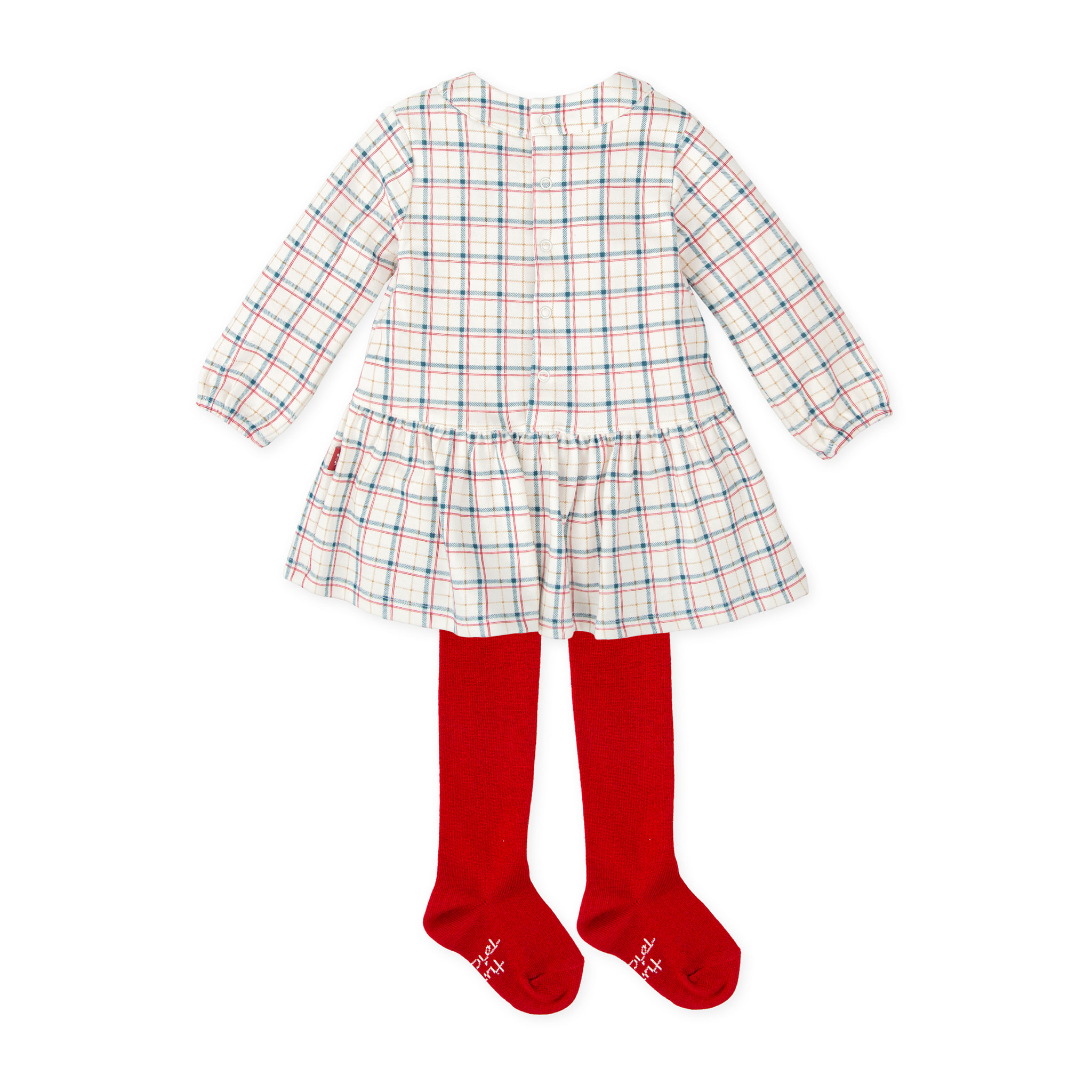 VESTIDO CUADROS CON LEOTARDOS BLANCO - Blanco quÍmico