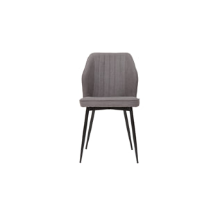 Chaises design en tissu effet velours gris et métal noir (lot de 2) FANETTE