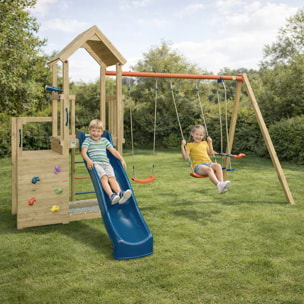 Aire de jeux en bois poutre métal 2,30 m XCHANGE CLEVER
