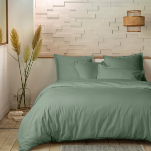 Parure housse de couette unie 100% percale de coton - mura - sauge