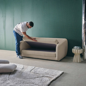 Canapé convertible 2 places tissu chenille gris clair - L 170 x P 95 x H 76cm - Twist