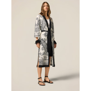 Oltre - Kimono de viscosa estampado - Negro