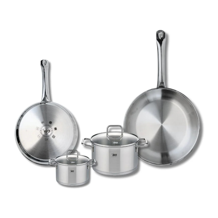 Set de 2 Poêles de cuisson 24 et 28 cm et 2 faitouts 12 et 16 cm Elo Profi Citrin