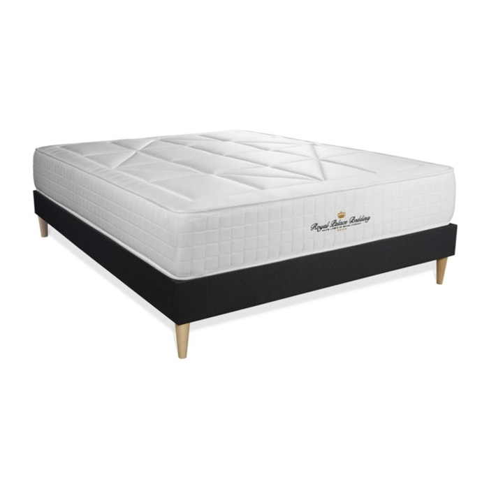 Ensemble matelas ressorts ensachés + mémoire de forme maxi épaisseur Windsor sommier KIT noir