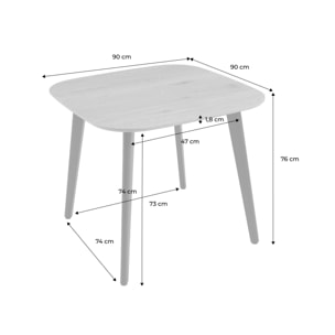 Table à manger carrée décor bois pieds métal noir 4 places AZYLIS