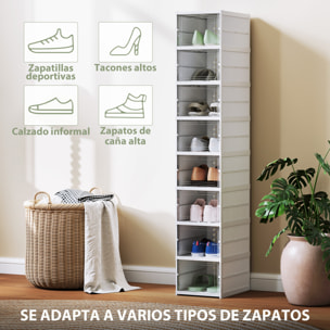 Cajas para Zapatos Apilables, Juego de 8 Organizadores para Zapatos Portátil, Zapatero Plegable con Puertas Transparentes, hasta Talla 43, No Requiere Montaje, Blanco