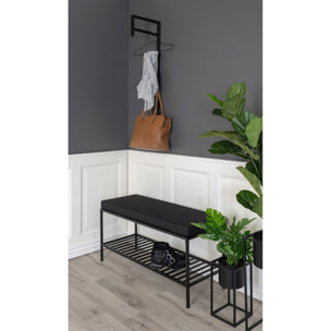 Panchina Vita nera con cuscino e ripiano, gambe nere, 100 cm