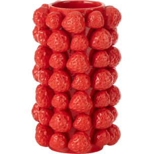 J-Line vase Fraises Cover - keramiek - rood - 26.5 cm de hauteur