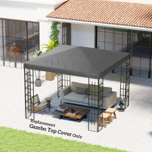 Toile de rechange tonnelle barnum 3 x 3 m polyester haute densité UPF30+ anthracite