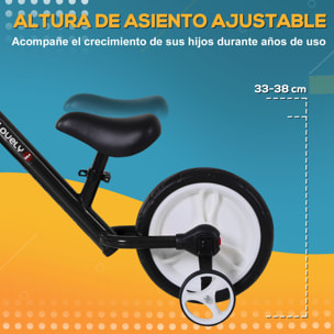 Bicicleta de Equilibrio con Pedales Ruedas Entrenamiento Negro