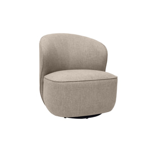 Fauteuil design pivotant en tissu effet velours texturé taupe AMBER