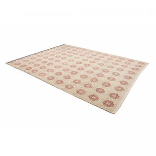Tapis salon, motif nature floral, artisanal noué main en laine