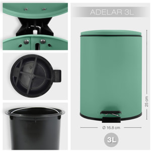 Spirella Poubelle à  pédale Acier ADELAR 3L Vert Mat