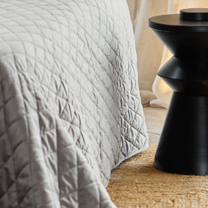 Couvre-Lit et Taies d'Oreiller en Velours Matelassé - Gris