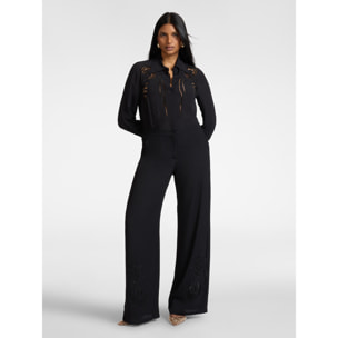 Elena Mirò - Pantalones palazzo bordados - Negro