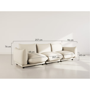 Jeanne - Canapé modulable 3 places en velours texturé - Beige