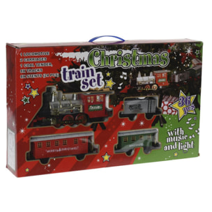 Juego de tren de navidad de 36 piezas con sonido y faro con una vía de 264cm