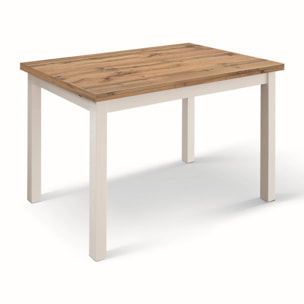 Tavolo POSITANO in legno effetto rovere e gambe bianche, allungabile 140X80 cm - 220x90 cm