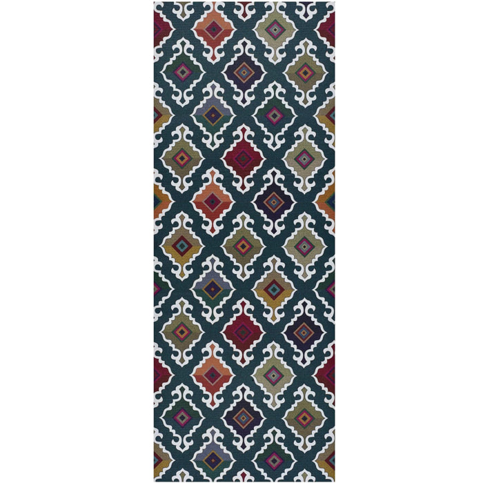 RICCI Alfombra vinílica de cocina dibujos étnicos en verde, varias medidas disponibles.
