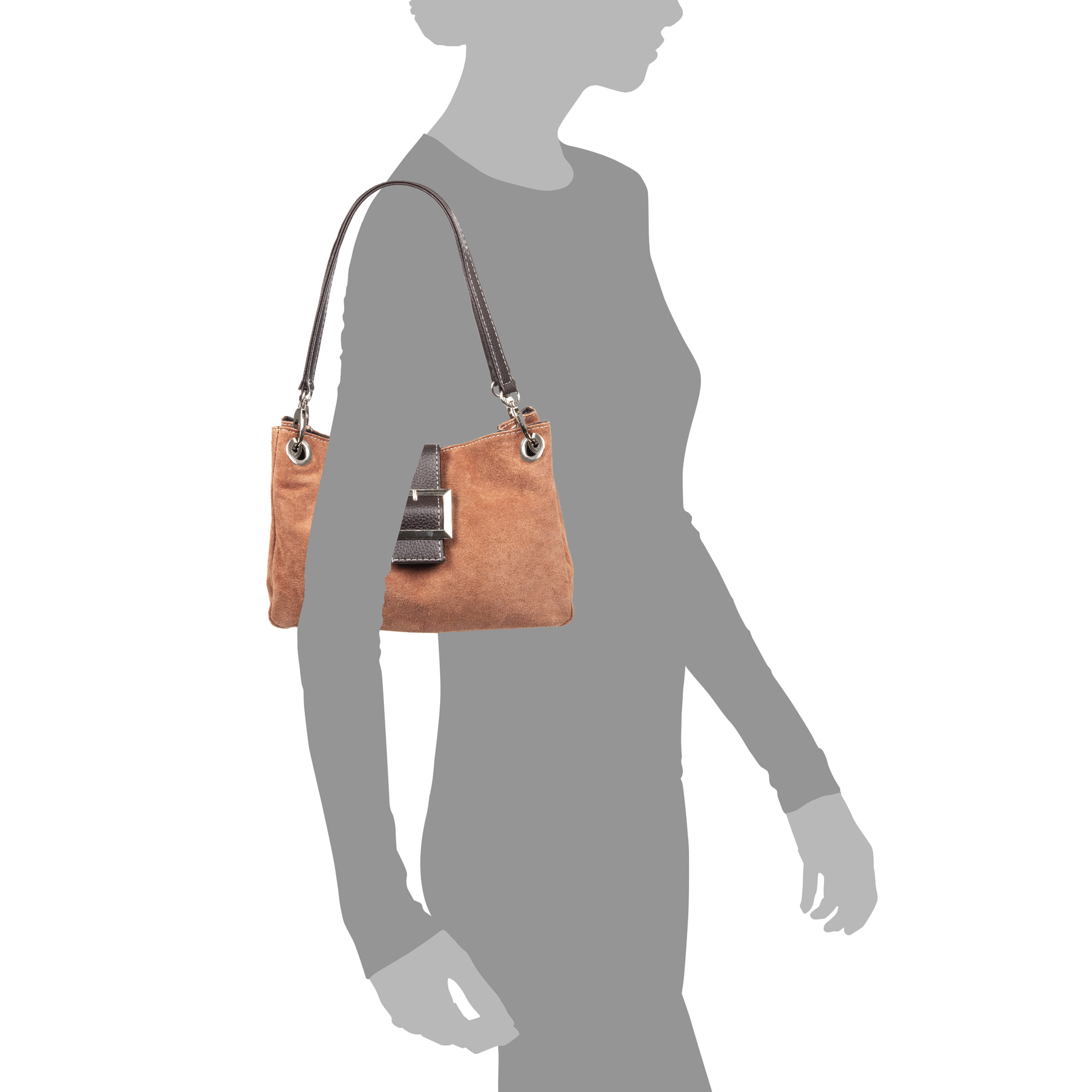 Aicurzio Bolso de hombro Mujer. Piel auténtica Gamuza Dollaro