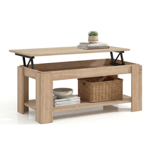 Mesa de centro elevable con almacenaje en roble canadian 102x43-54 cm Lya Roble Canadian