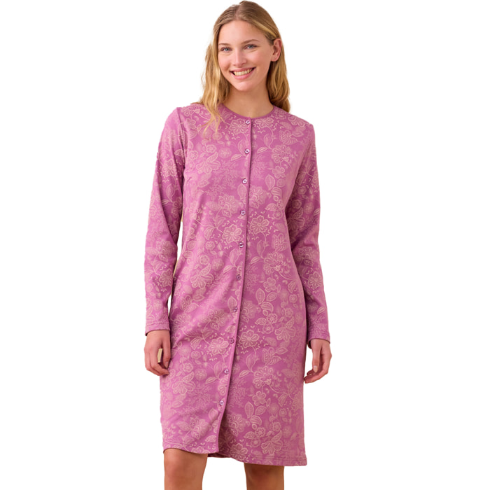 Camicia da notte donna caldo cotone con apertura frontale articolo flory Noidinotte