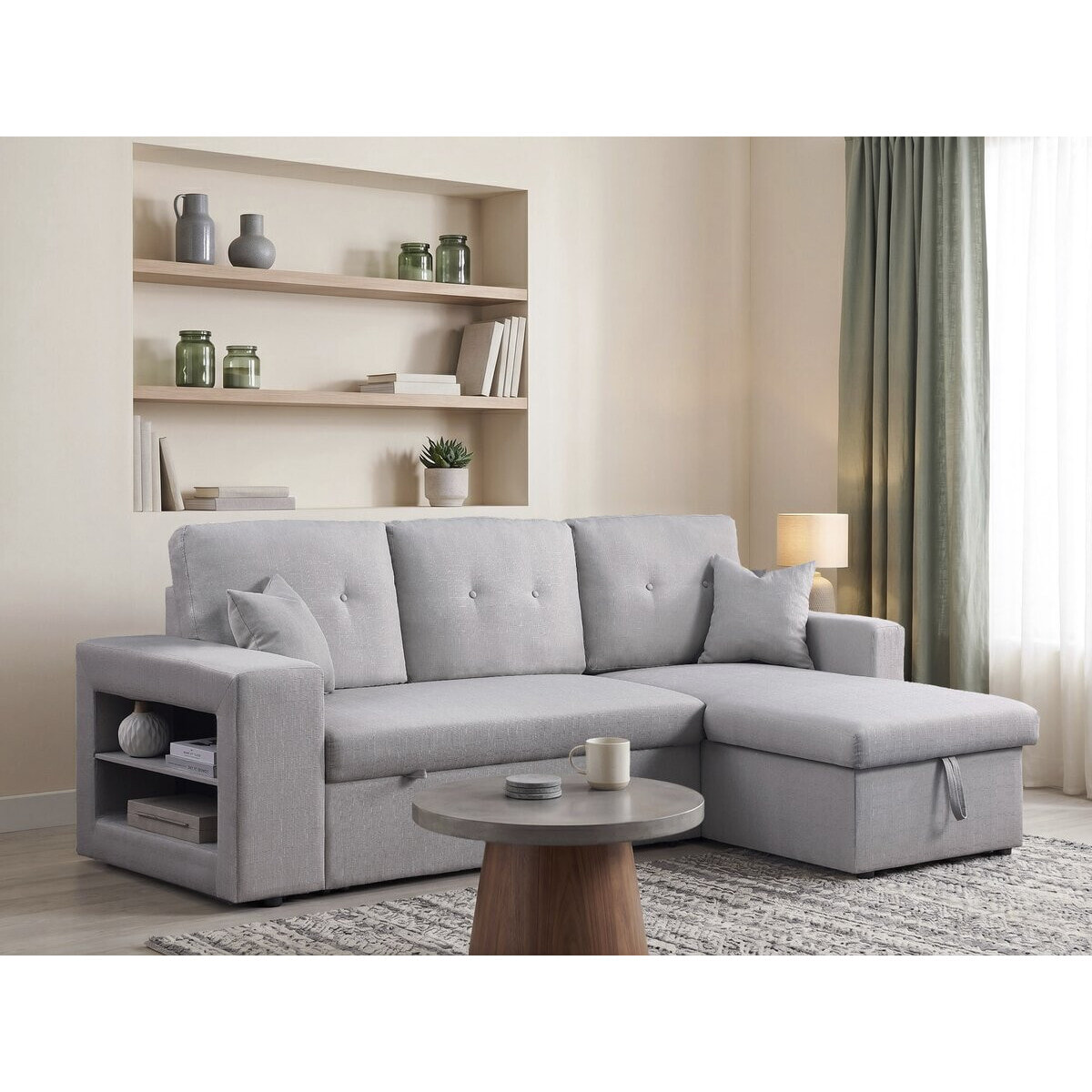 Canapé d'angle convertible/réversible "Axel" - 3 places - Gris clair