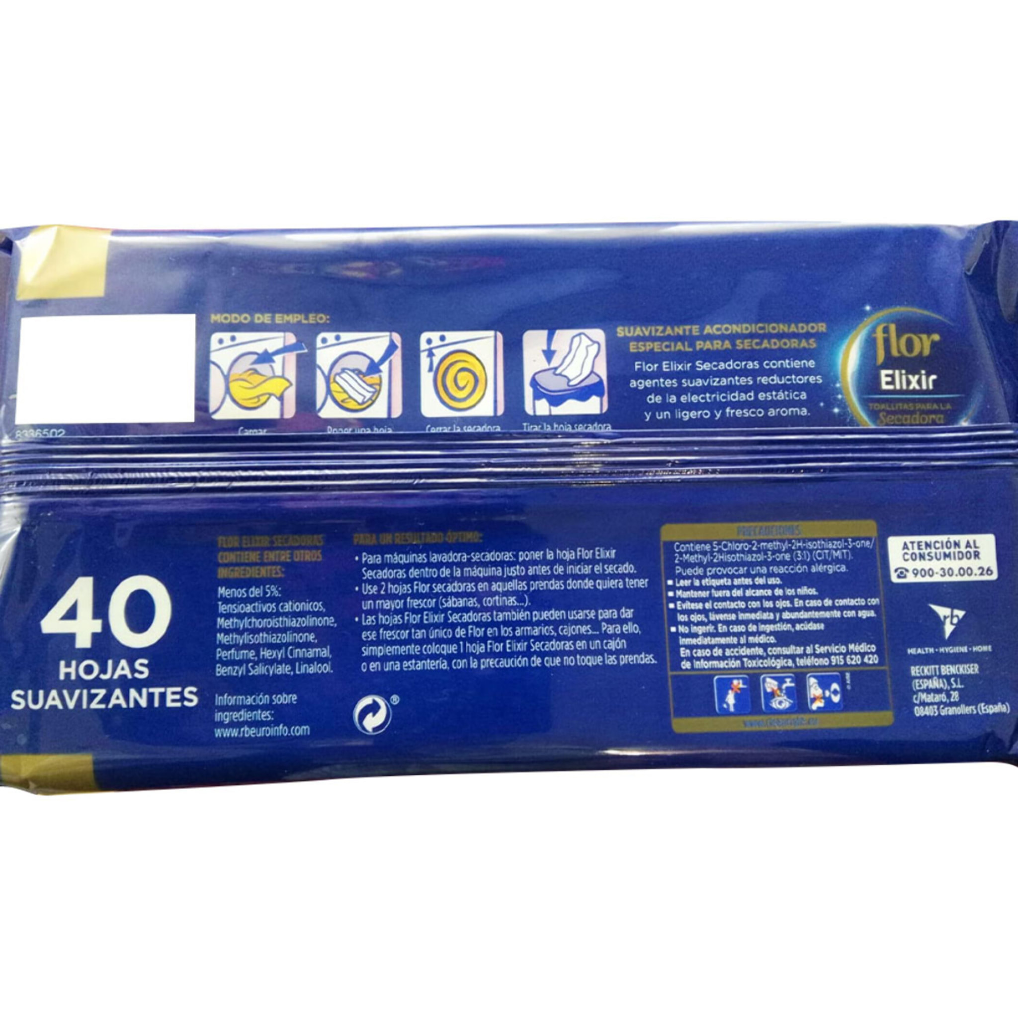 Flor Toallitas Suavizante secadora 80 hojas, pack 2x40 hojas