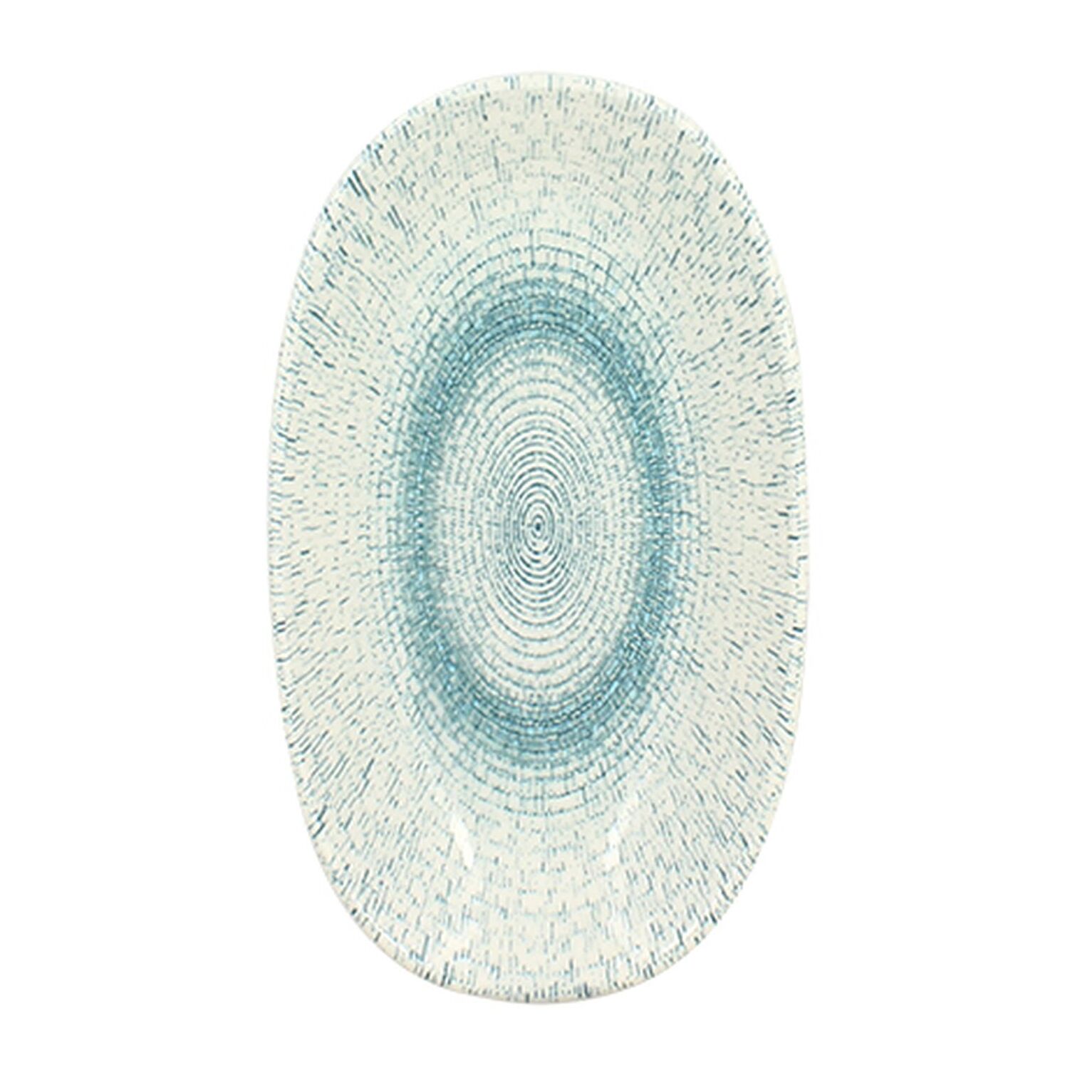 Lot de 6 assiettes ovales en porcelaine blanche et bleue 19cm AQUA