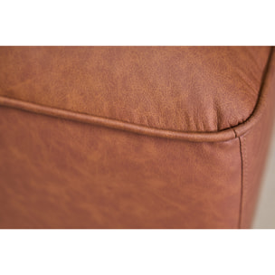 Pouf repose pieds en cuir marron FERGUS
