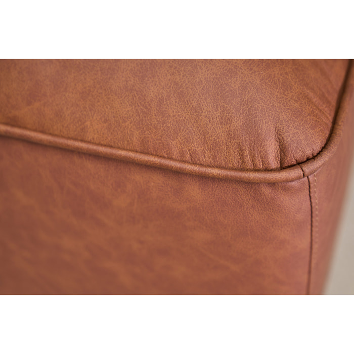 Pouf repose pieds en cuir marron FERGUS