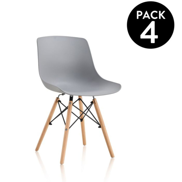 Pack 4 sillas de comedor Fredo Gris