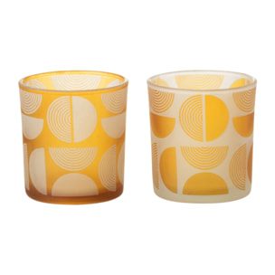 J-Line photophore Demi Cercles - verre - orange - small - 2 pcs