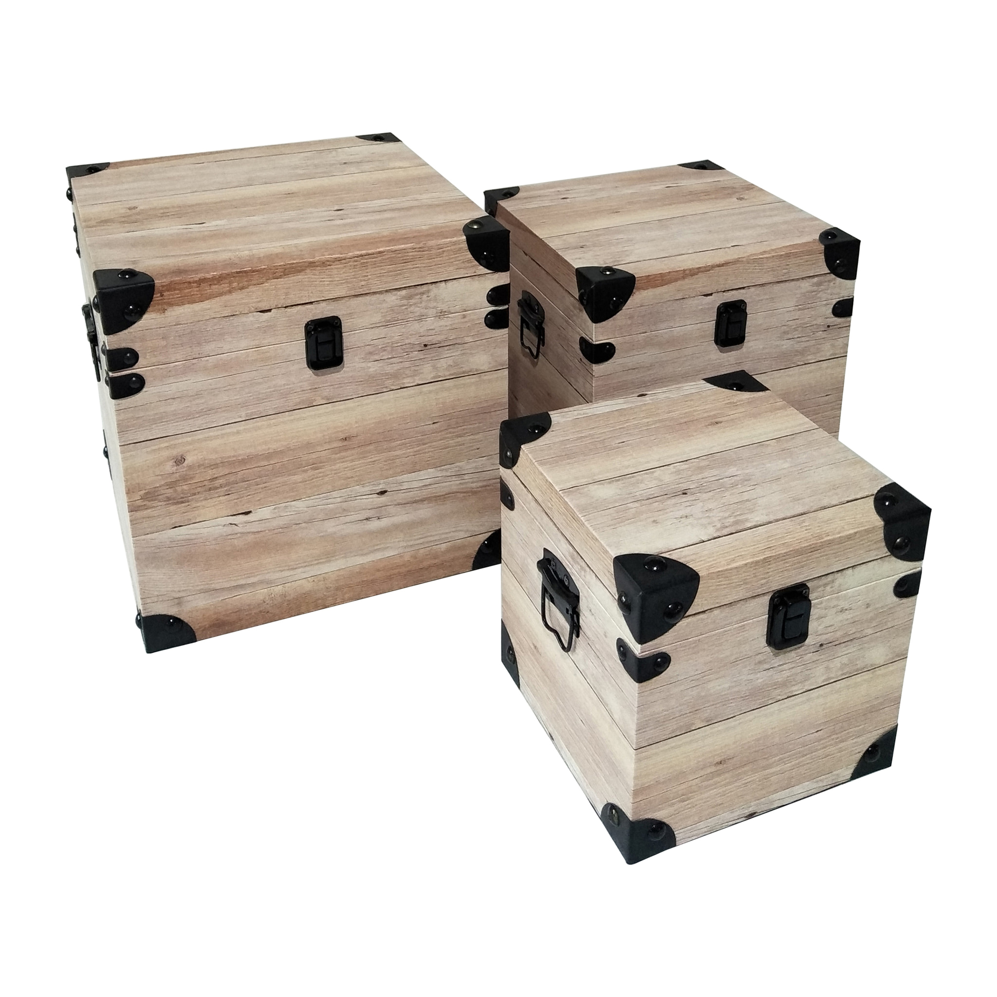 Malles Deco Carre Impression Bois