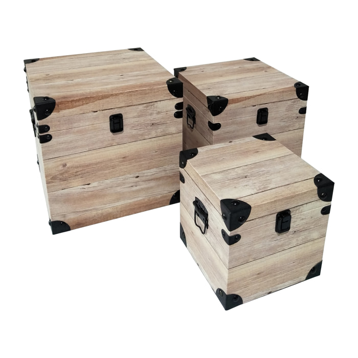 Malles Deco Carre Impression Bois