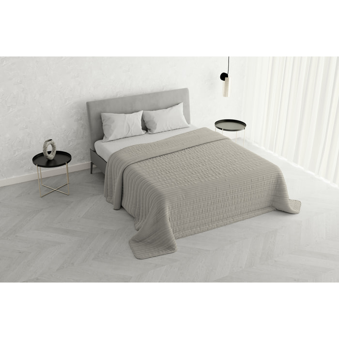 TRAPUNTINO ESTIVO MADE IN ITALY SATIN STRIPES-TORTORA MATRIMONIALE