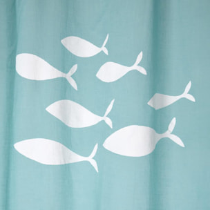 Voilage Esprit Marin Motifs Poissons - Turquoise