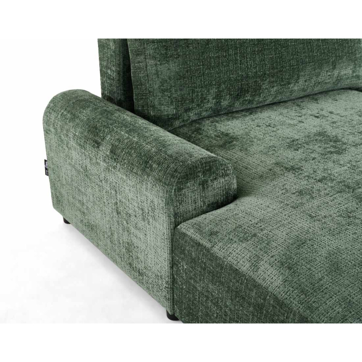 Nelly - canapé d'angle gauche 4 places convertible avec coffre en velours texturé - Vert