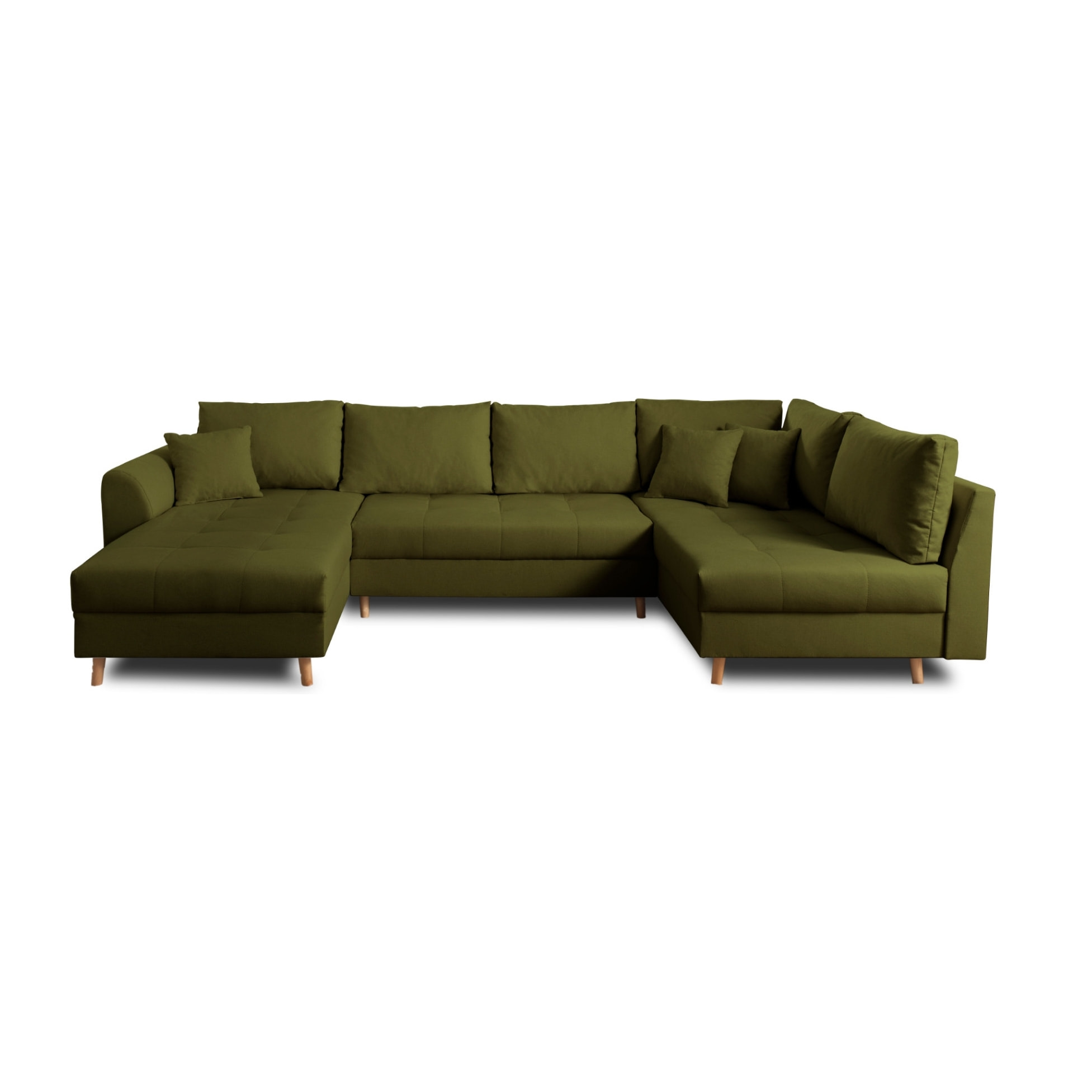 Rune - canapé panoramique - avec pouf d'appoint - 7 places - style scandinave - droit - Vert Olive