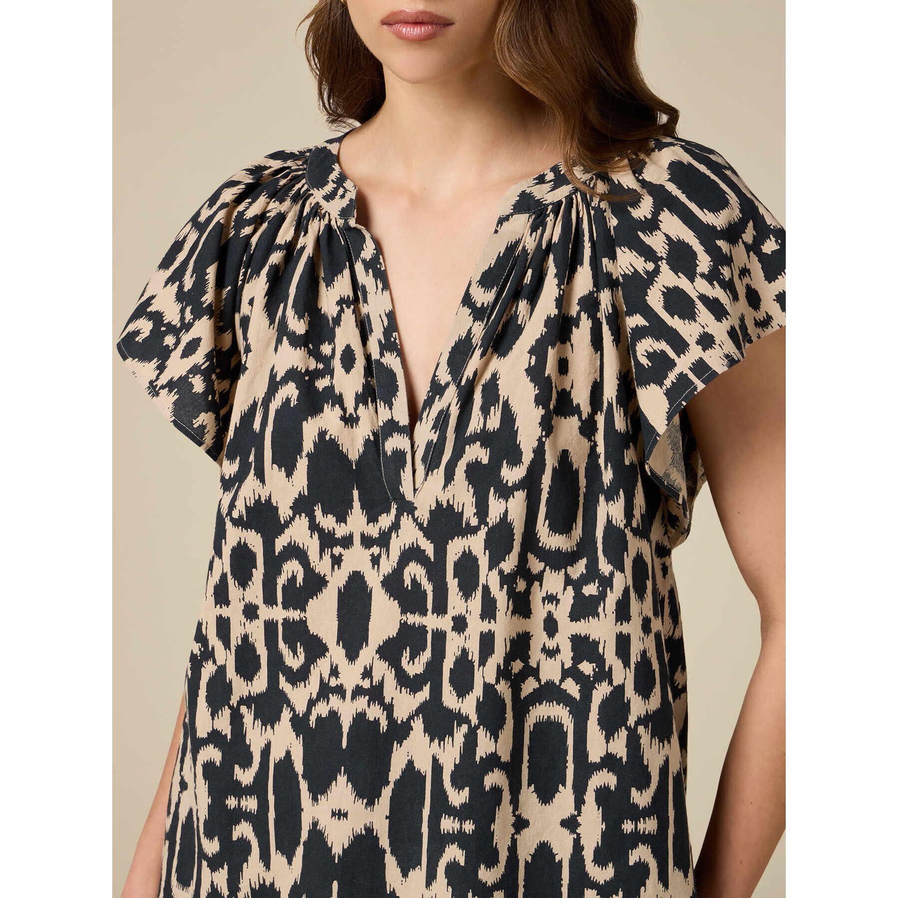 Oltre - Blusa con estampado étnico - Negro