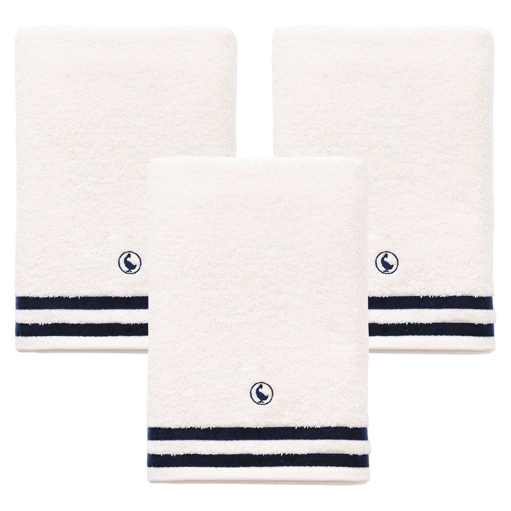 Set de 3 toallas de ducha en color blanco crudo 70x140cm 100% algodón 500gsm el ganso