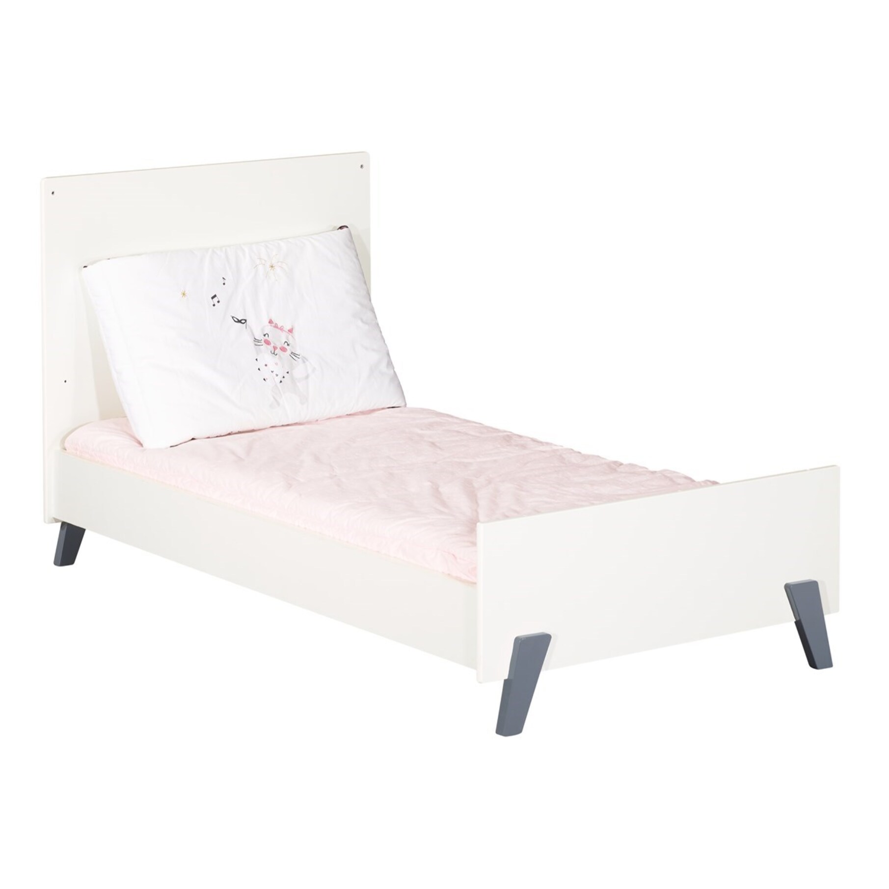 Lit évolutif 140x70 - Little Big Bed sur pieds en bois blanc