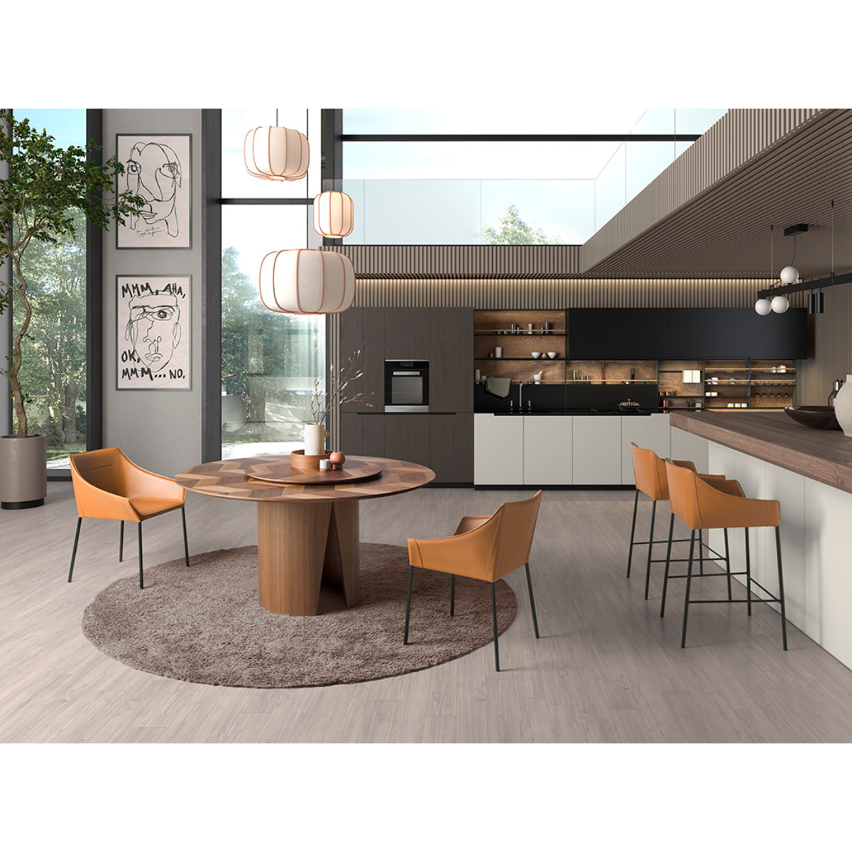 Silla Angel Cerdá con asiento y respaldo tapizados en polipiel en marrón patas de acero inoxidable en negro mate 62x60x79cm