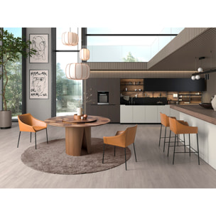 Silla Angel Cerdá con asiento y respaldo tapizados en polipiel en marrón patas de acero inoxidable en negro mate 62x60x79cm