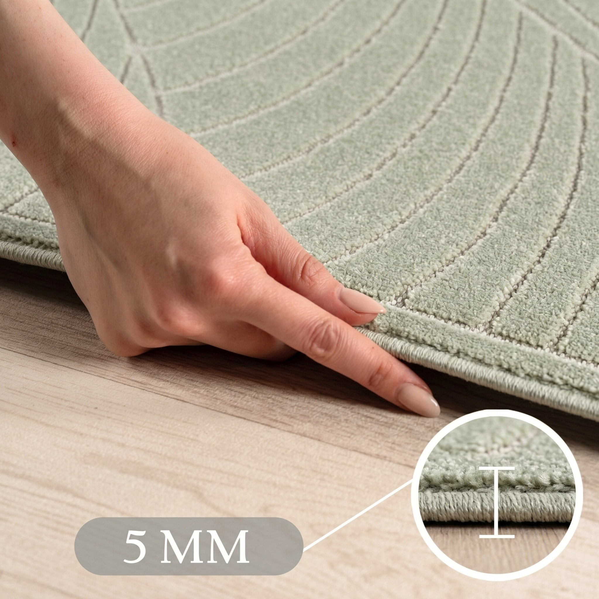 NOVA - Tapis intérieur/extérieur rond vert à motif feuille tropical