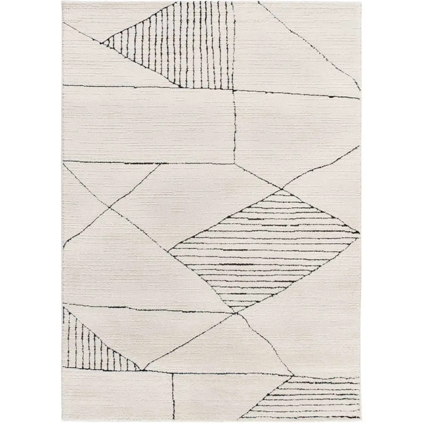 TURIN Alfombra étnica con relieve en blanco y negro, varias medidas disponibles