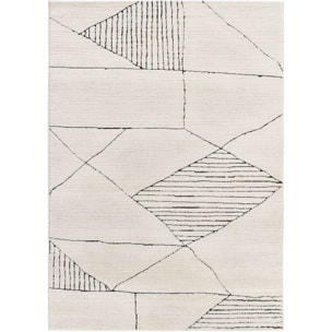 TURIN Alfombra étnica con relieve en blanco y negro, varias medidas disponibles