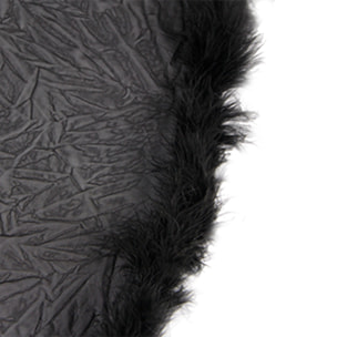 Bata transparente con ribete de felpa negra con cinturón